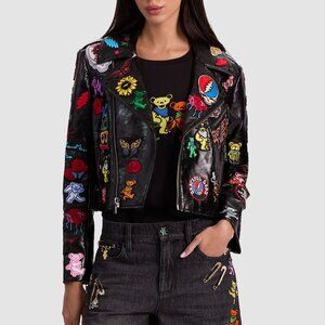 Alice+Olivia GRATEFUL DEAD CODY VEGAN MOTO JACKET